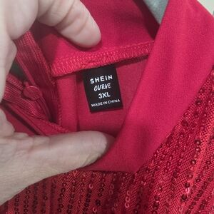 SHEIN Red Sequin Prom Dress